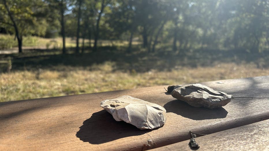 Photo of worked stones found at the Gault Site